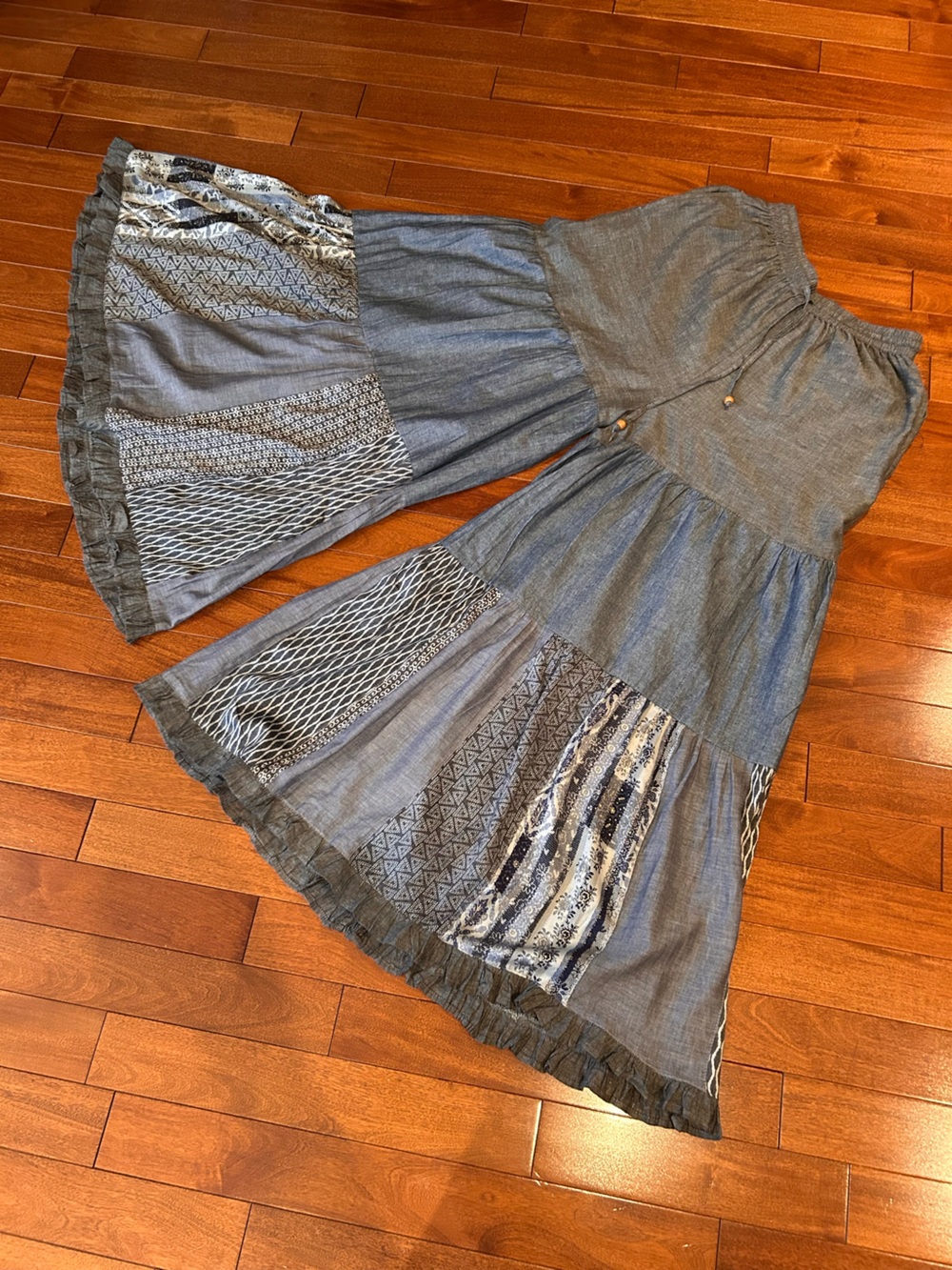 patchwork pants with wide legs size medium